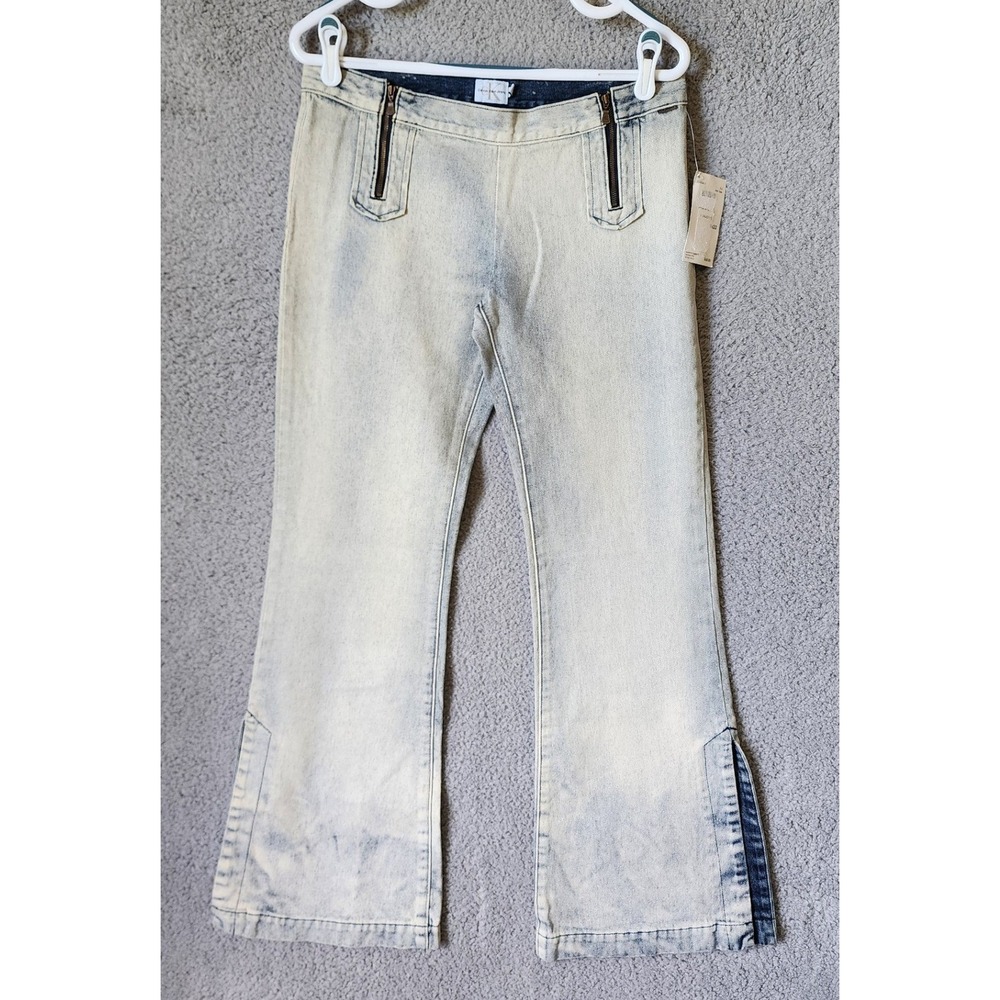 New Calvin Klein Flare Jeans Womens 9 Light Wash Solar Fade Y2K Style Side Slits